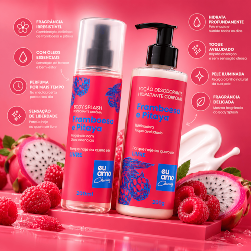 Kit Efeito Gloss Eu Amo Charming Shampoo Condicionador Máscara + Necessaire Brinde