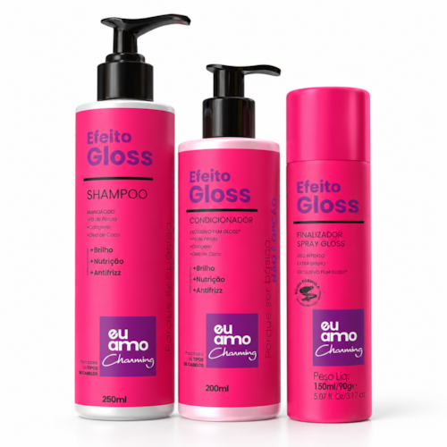 Kit Eu Amo Charming Efeito Gloss Shampoo 250ml Condicionador 200ml e Spray Gloss 150ml