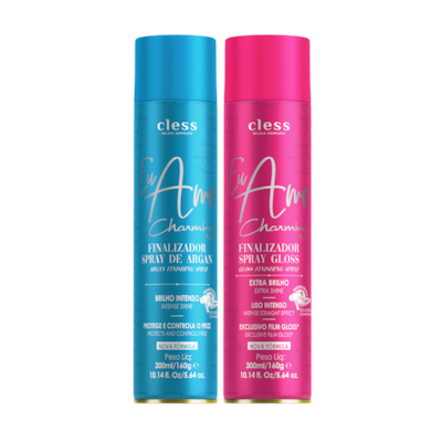 Kit Hair sprays Finalizadores Argan e Gloss 300ml Eu Amo Charming