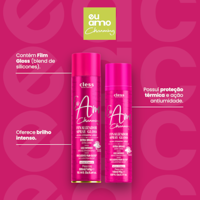 Kit Hair sprays Finalizadores Argan e Gloss 300ml Eu Amo Charming