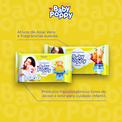 Kit Lenço Umedecido Baby Poppy Classic 1000 lenços (10x100)