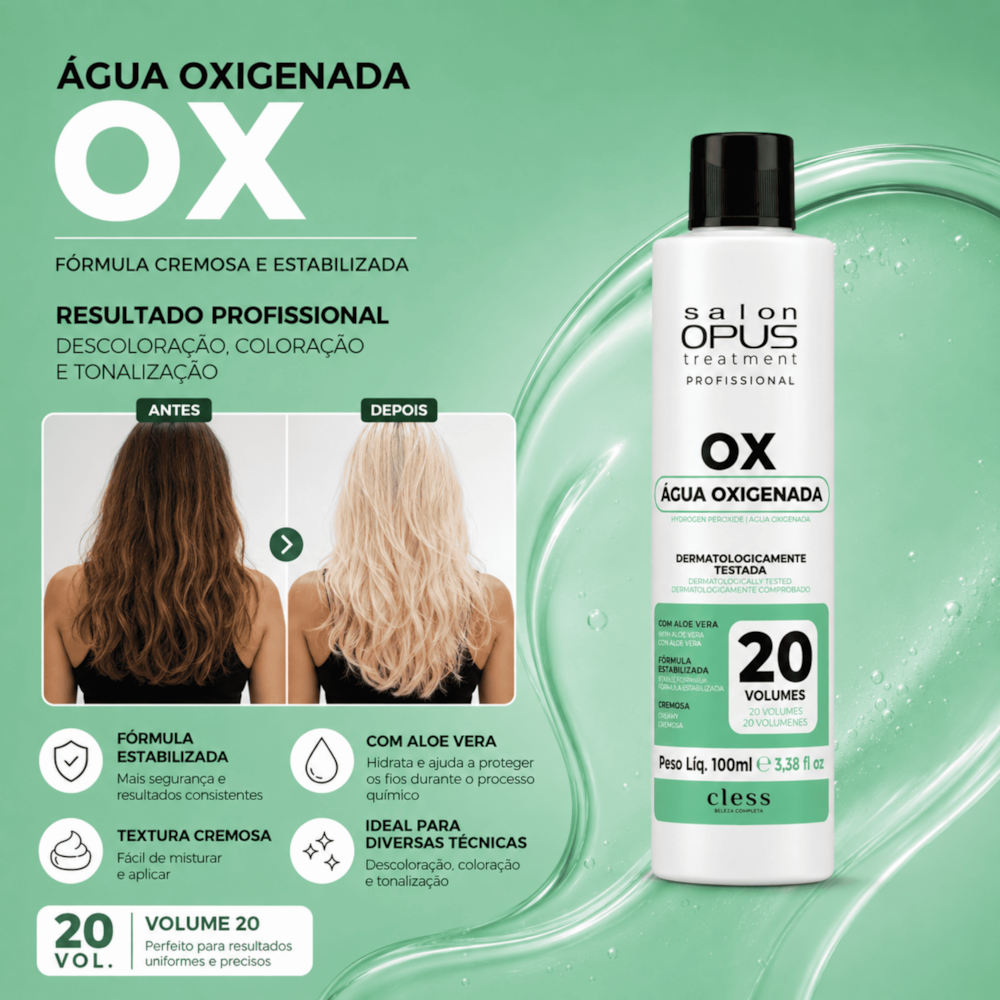 Água Oxigenada Descolorante Capilar 20V Salon Opus 100ml