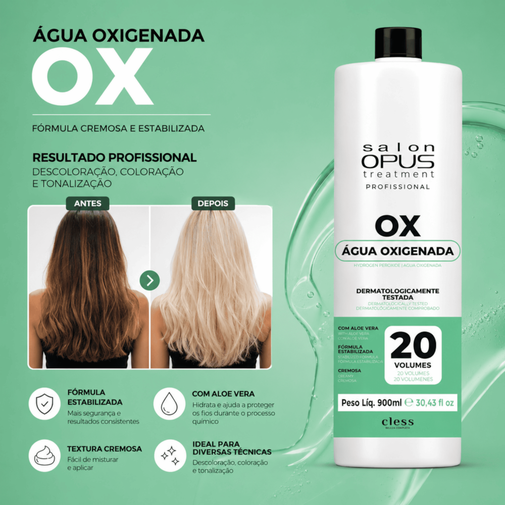 Água Oxigenada Descolorante Capilar 20V Salon Opus 900ml