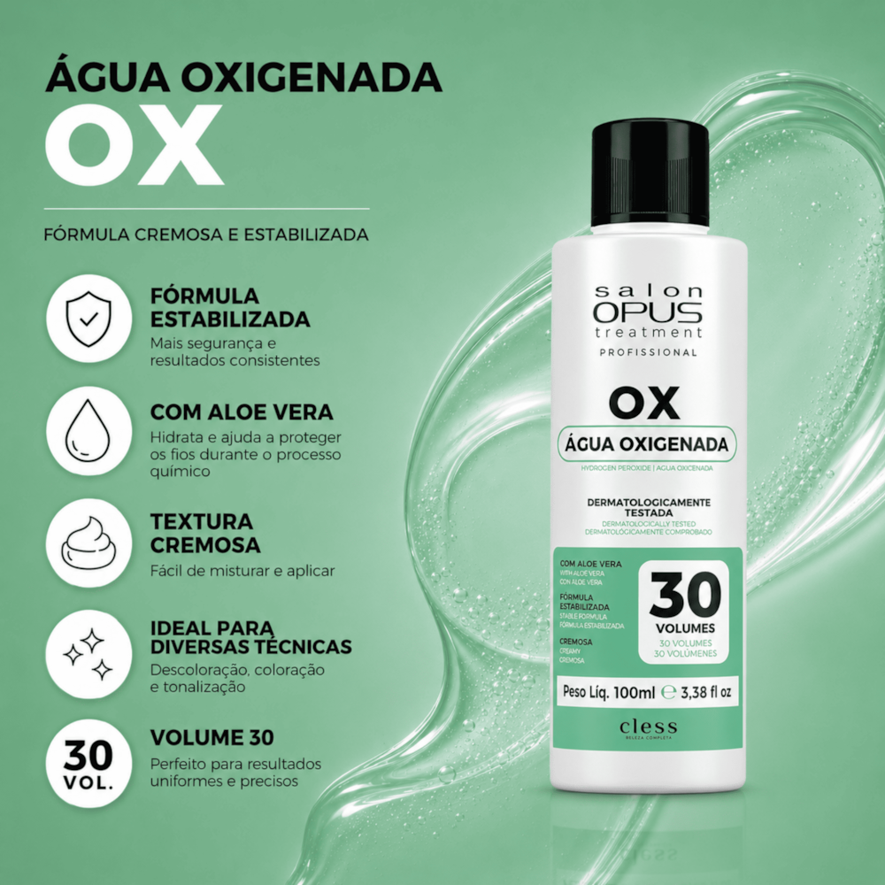 Água Oxigenada Descolorante Capilar 30V Salon Opus 100ml