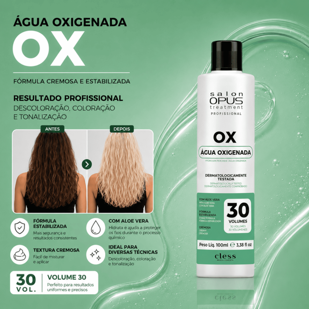 Água Oxigenada Descolorante Capilar 30V Salon Opus 100ml