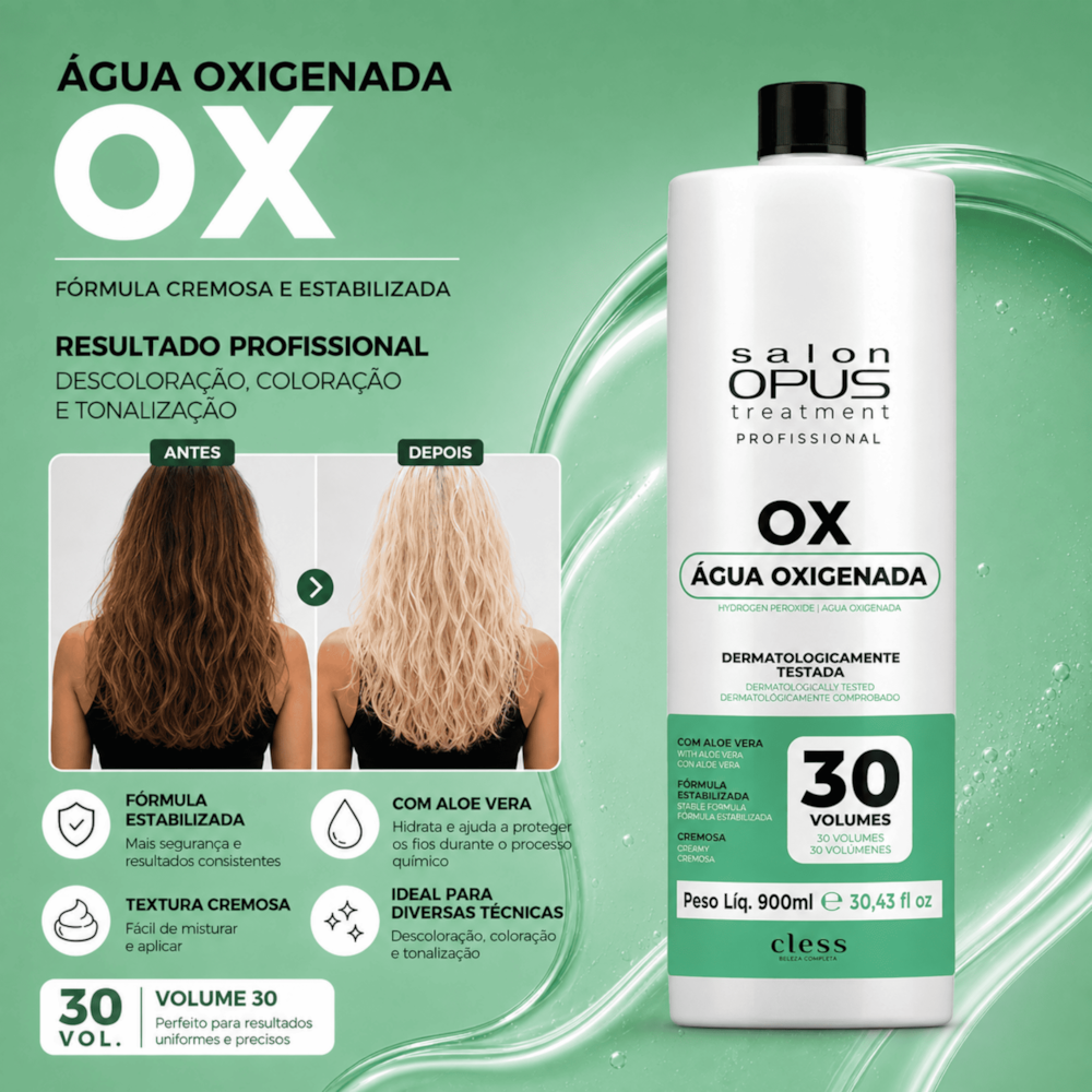 Água Oxigenada Descolorante Capilar 30V Salon Opus 900ml