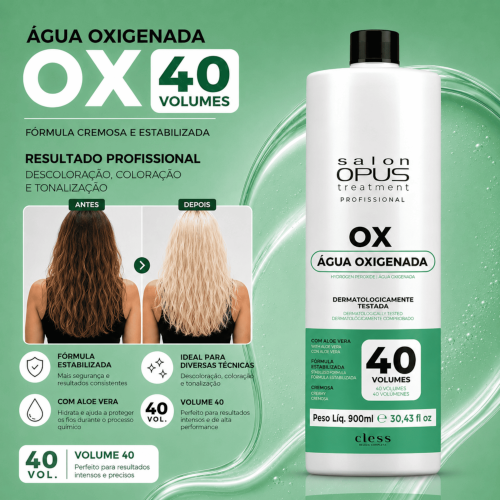 Água Oxigenada Descolorante Capilar 40V Salon Opus 900ml