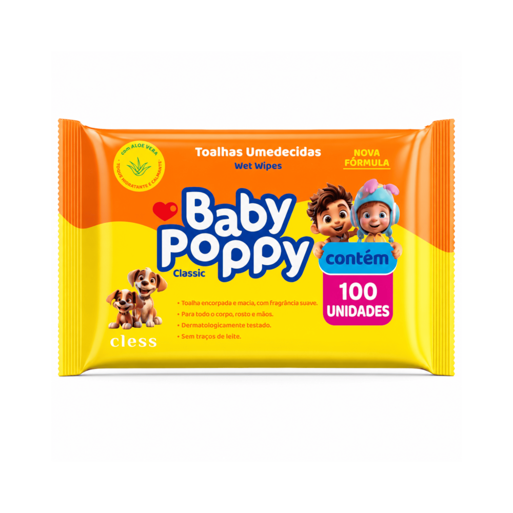 Baby Poppy Toalhas Umedecidas Classic 100 unidades