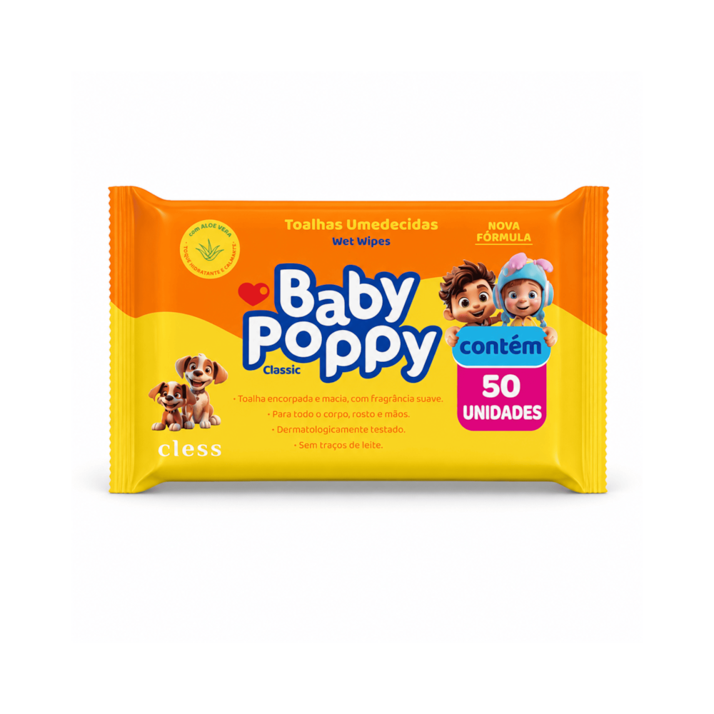 Baby Poppy Toalhas Umedecidas Classic 50 unidades