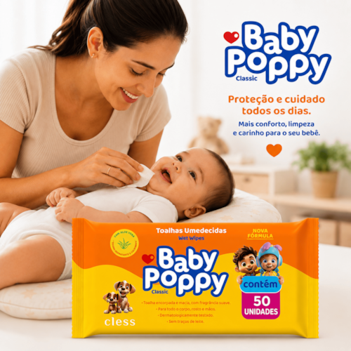 Baby Poppy Toalhas Umedecidas Classic 50 unidades