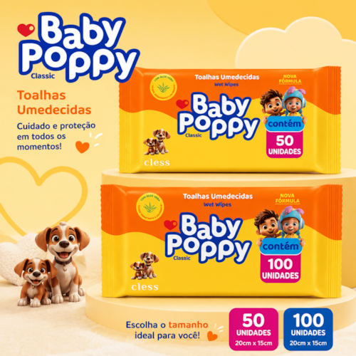 Baby Poppy Toalhas Umedecidas Classic 50 unidades