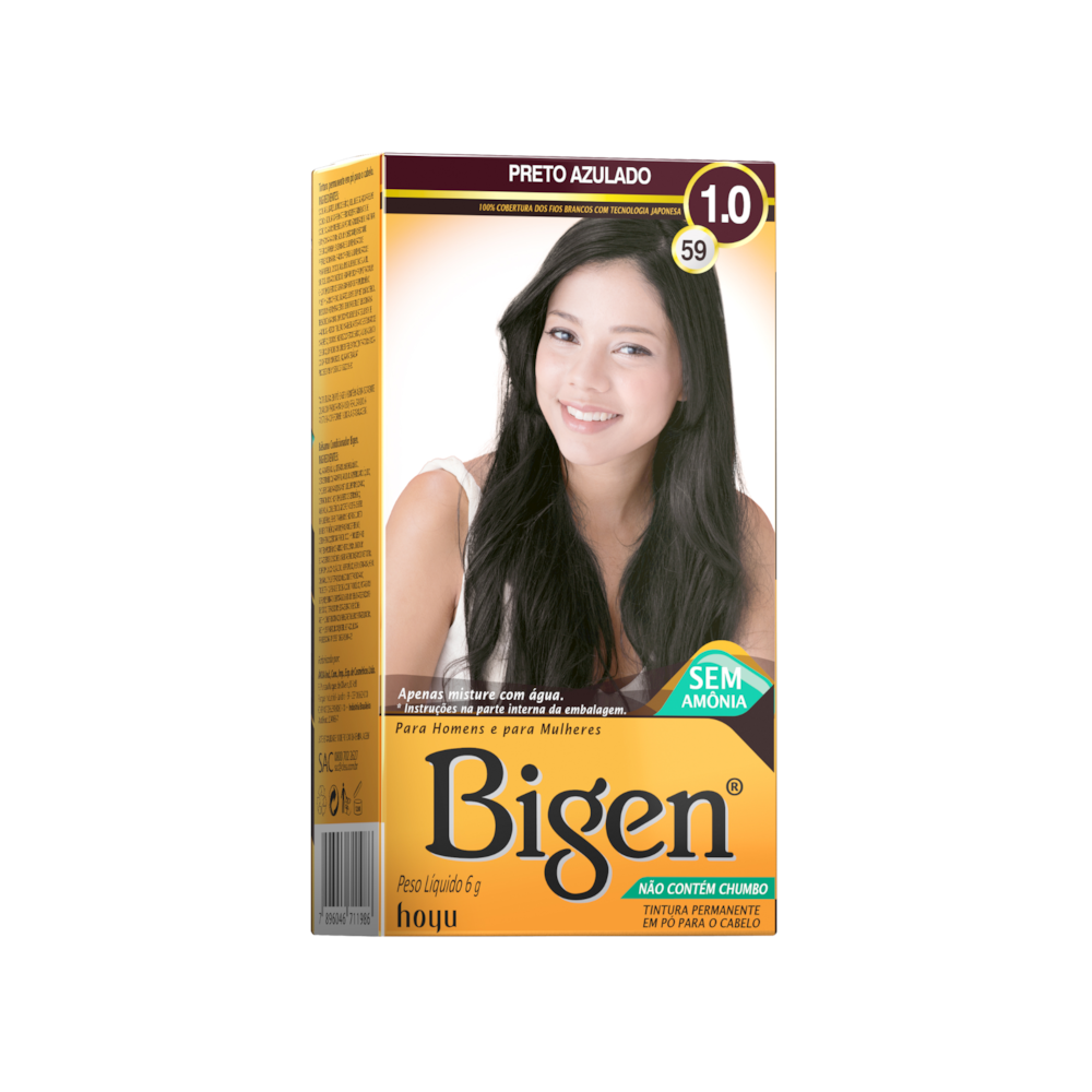 Bigen Tintura Capilar à base de água 1.0 Preto Azulado