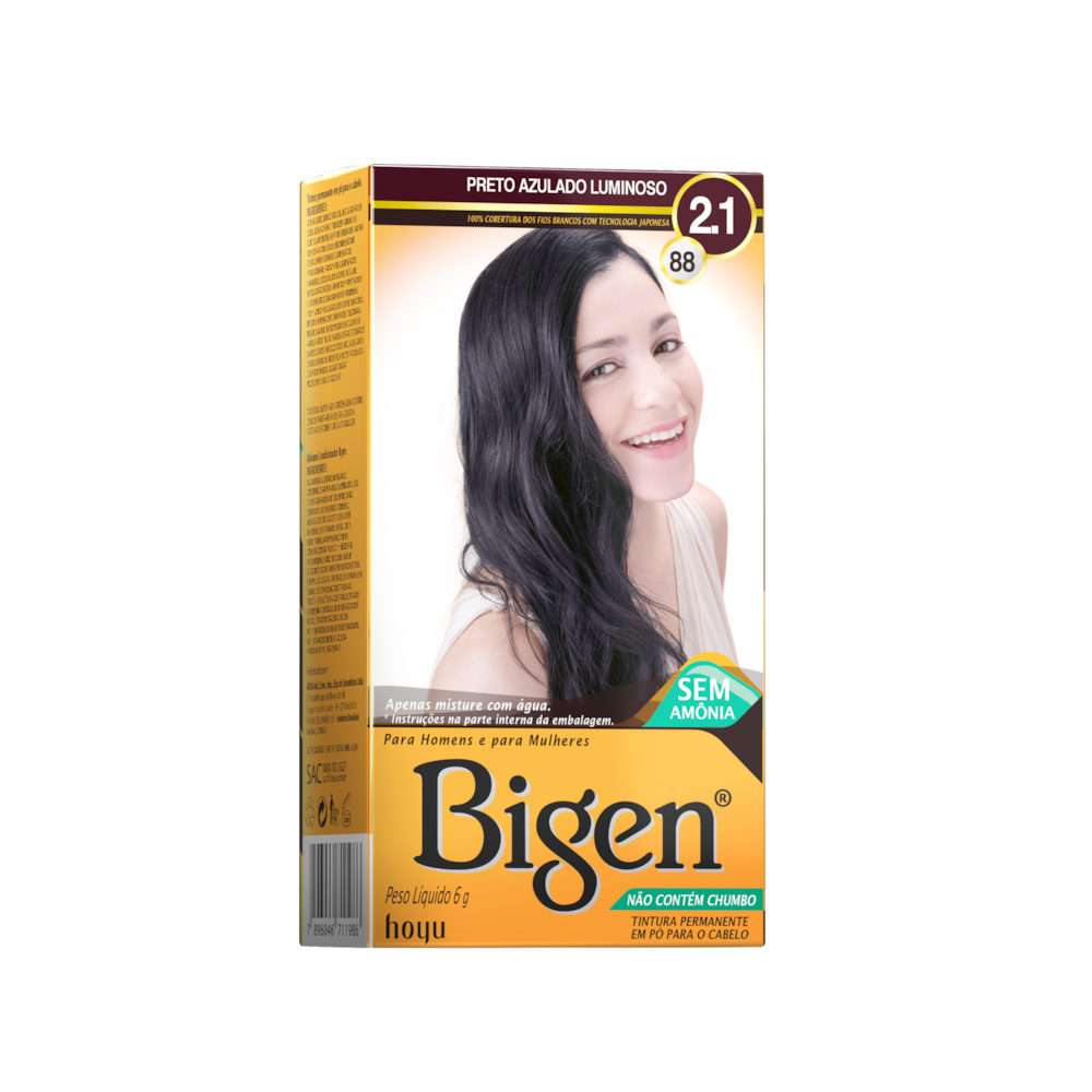 Bigen Tintura Capilar à base de água 2.1 Preto Azulado Lumi.