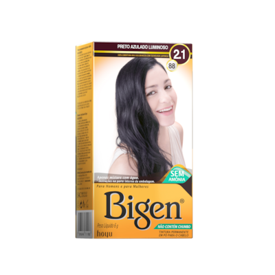 Bigen Tintura Capilar à base de água 2.1 Preto Azulado Lumi.