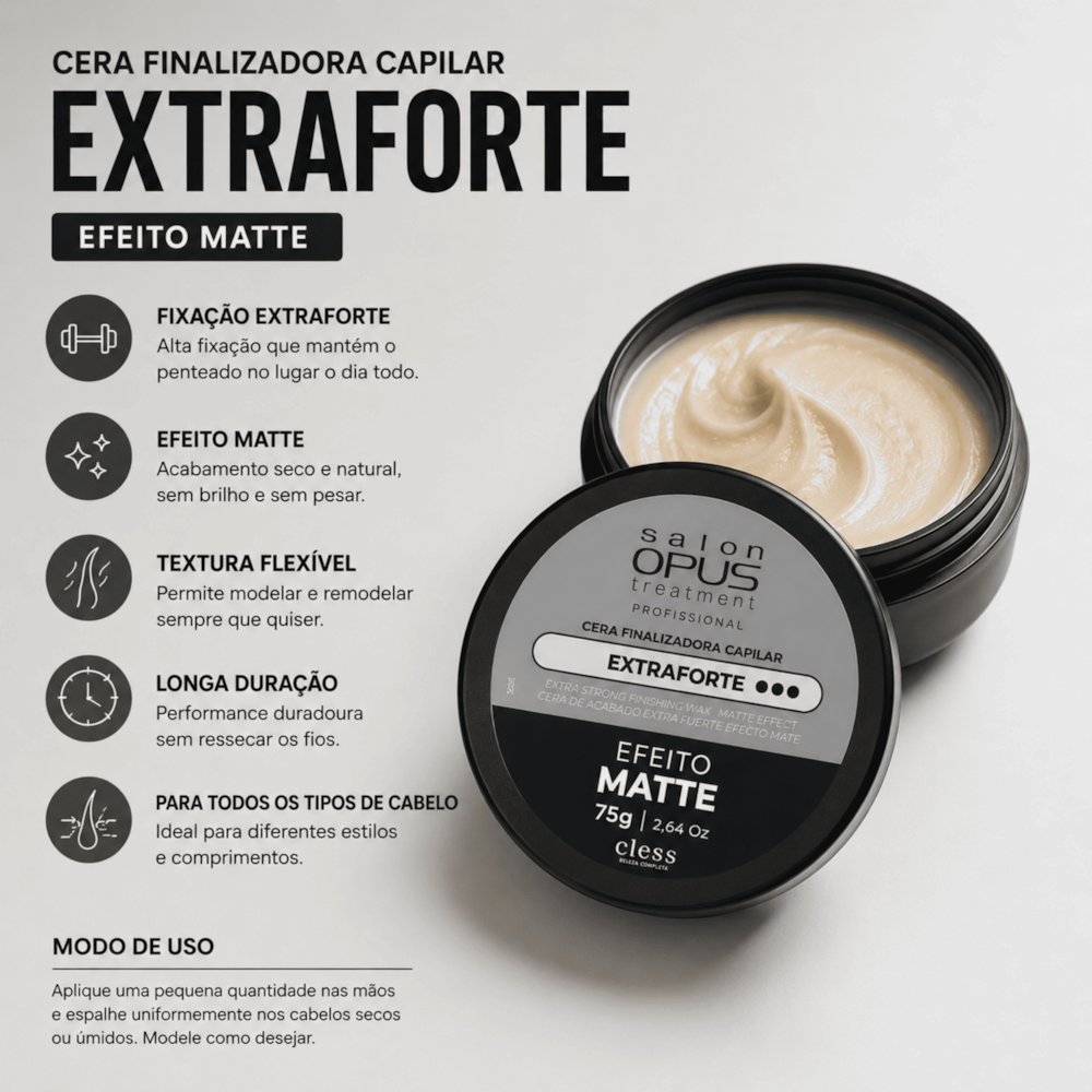 Cera Modeladora Fixação Moderada Matte Salon Opus 75g