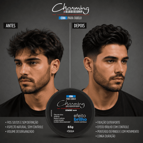 Cera para cabelo Brilho extremo Fixação extra forte Barbershop 65g