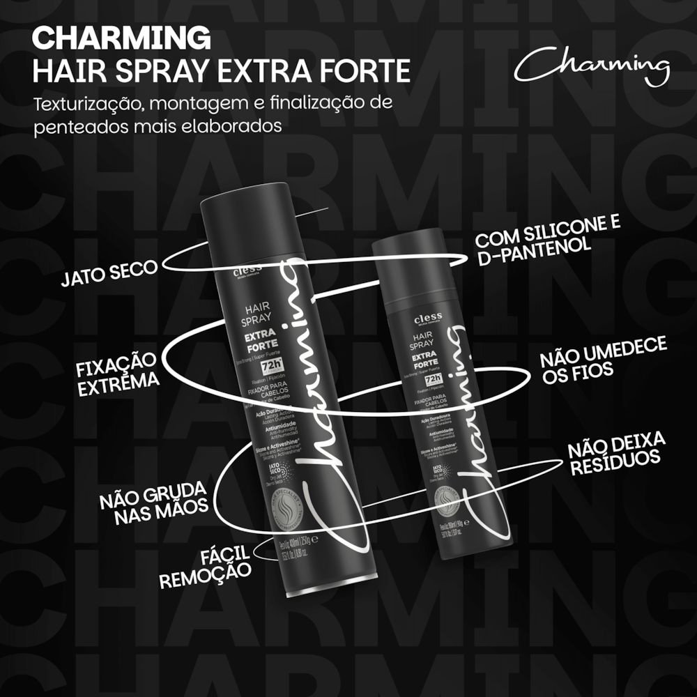 Charming Hair Spray Extra Forte Outubro Rosa Edição limitada 400ml