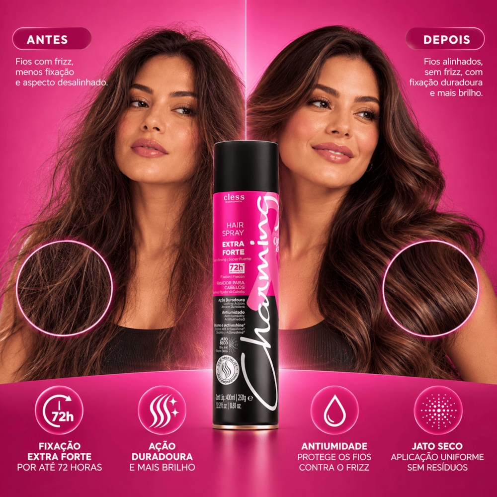 Charming Hair Spray Extra Forte Outubro Rosa Edição limitada 400ml