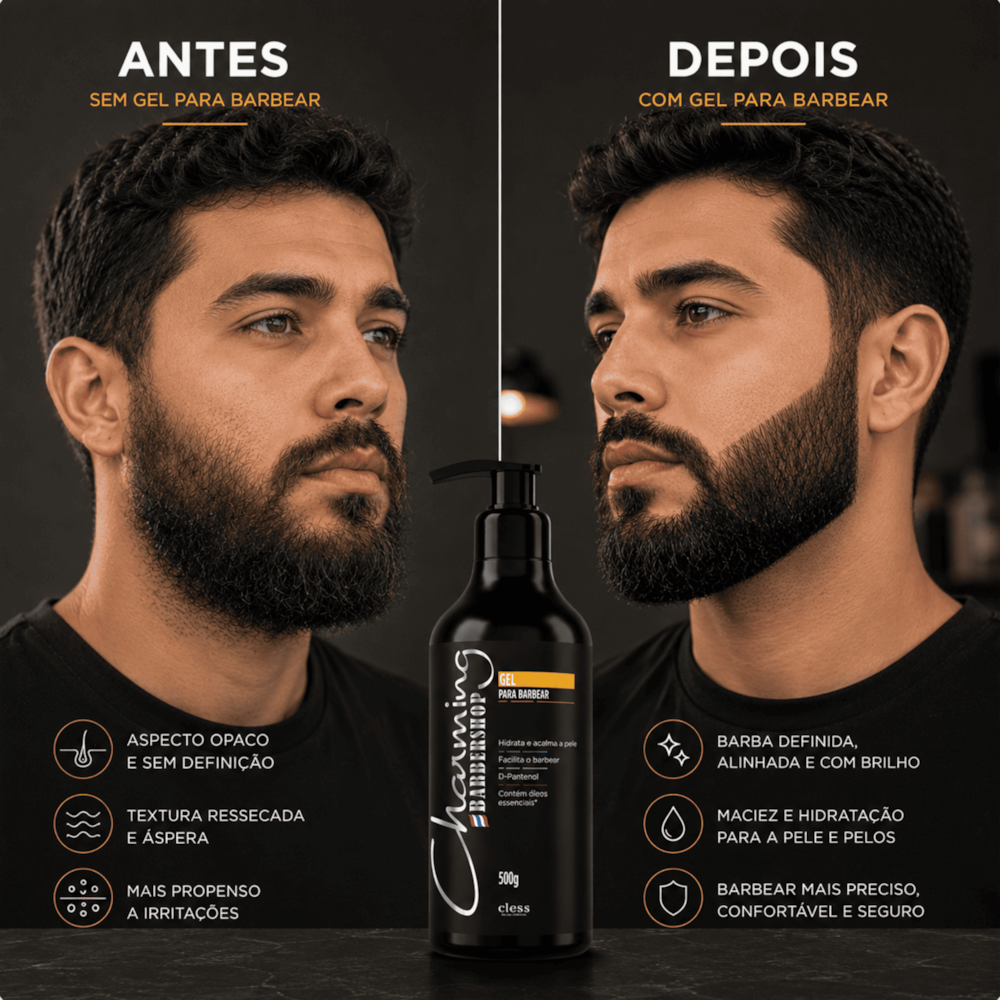 Gel para Barbear Fixador e Hidratante Charming Barbershop 500g