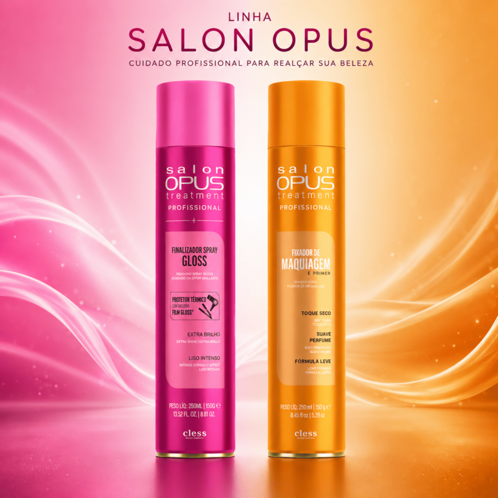 Hair Spray Finalizador Antitérmico 250ml Efeito Gloss Uso Profissional Salon opus