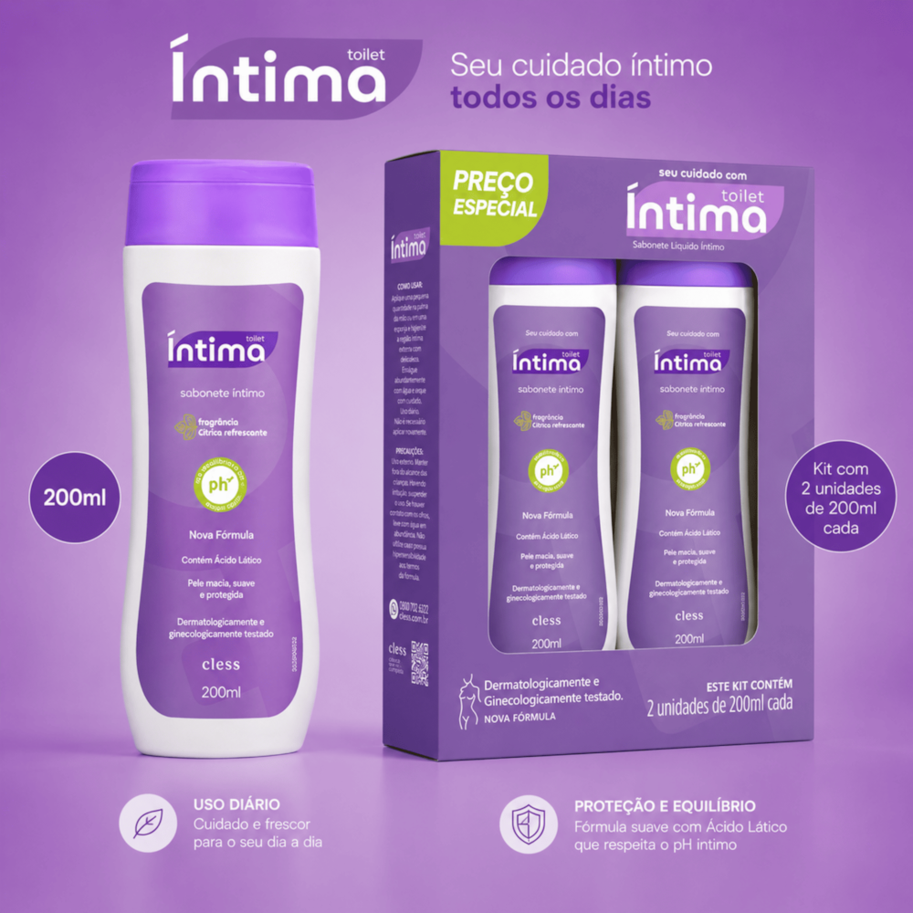 Kit Toilet Íntima Sabonete Íntimo Líquido 2un de 200ml