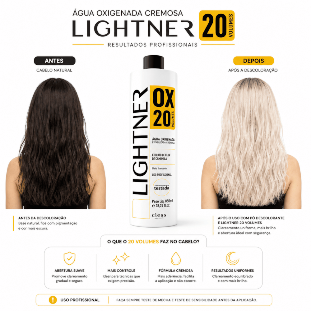 Lightner Água Oxigenada  20 volumes 850ml