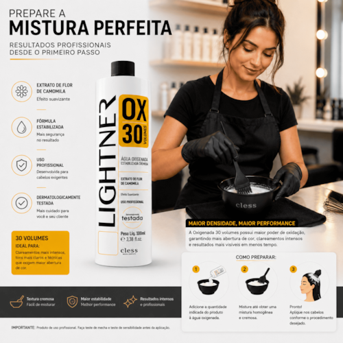 Lightner Água Oxigenada  30 volumes 850ml