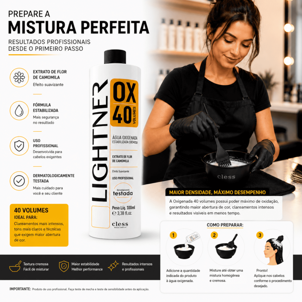 Lightner Água Oxigenada  40 volumes 100ml