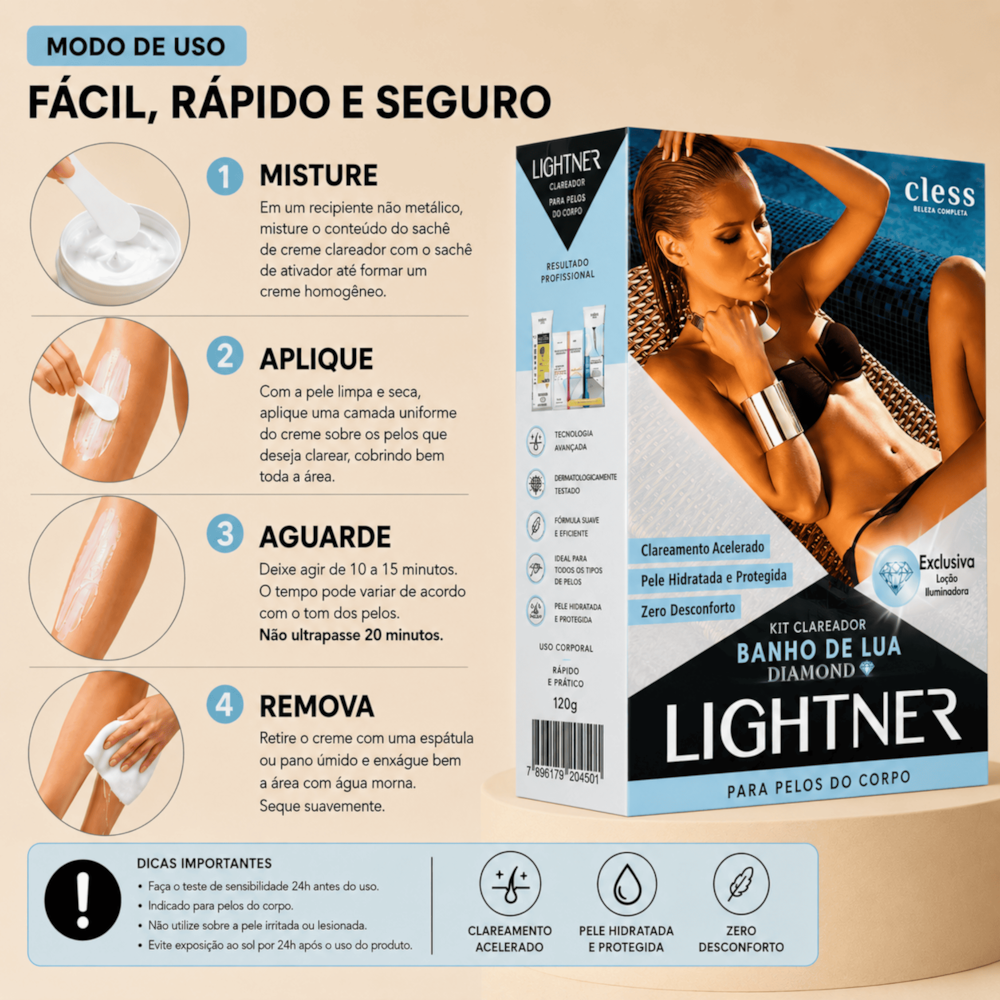 Lightner Kit Completo de Descolorante para pelos Banho de Lua Diamond