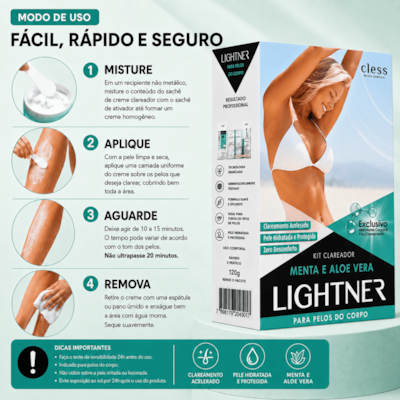Lightner Kit Completo de Descolorante para pelos Menta e Aloe Vera