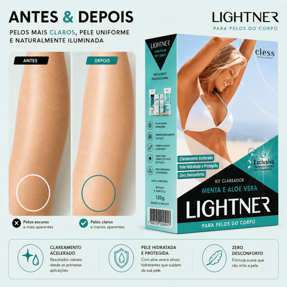 Lightner Kit Completo de Descolorante para pelos Menta e Aloe Vera