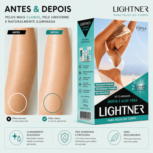 Lightner Kit Completo de Descolorante para pelos Menta e Aloe Vera