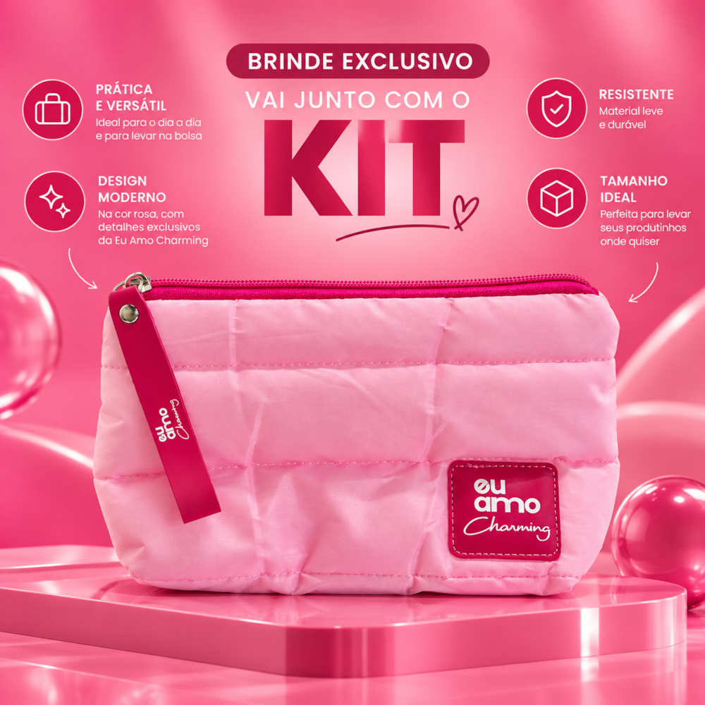Necessaire Rosa Eu Amo Charming