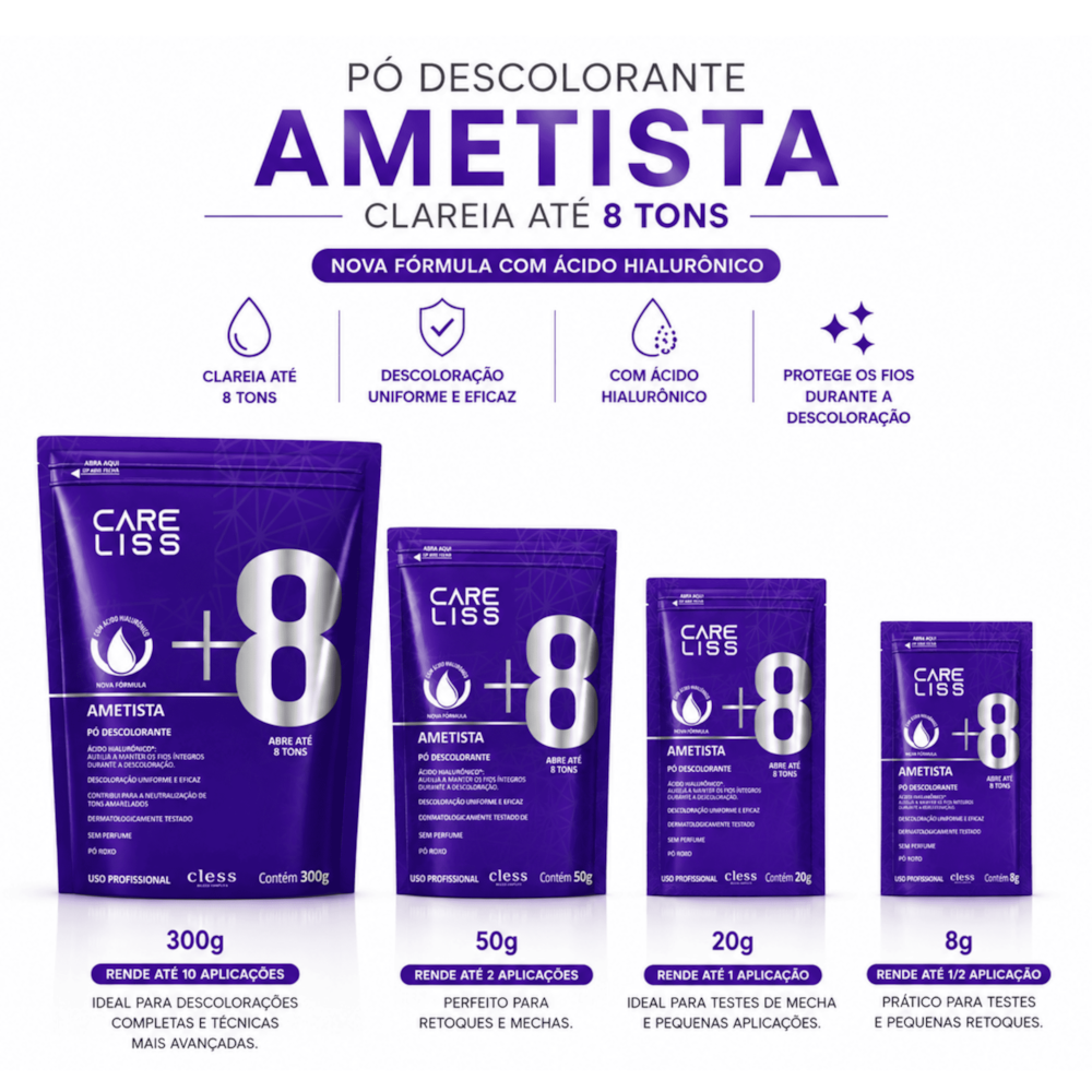 Pó Descolorante Capilar Ametista 8 Tons Care Liss 300g