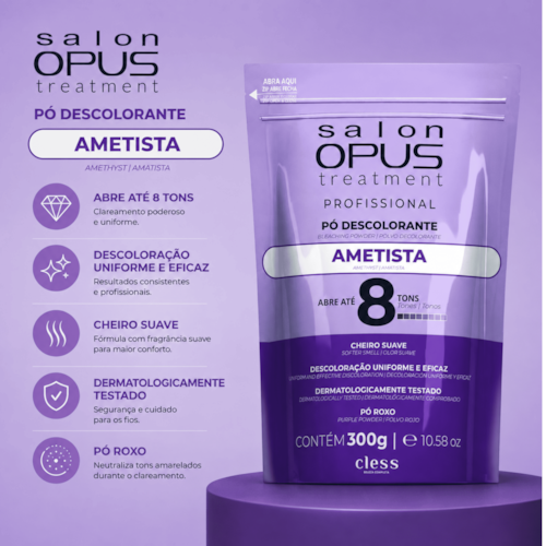 Pó Descolorante Capilar Ametista Salon Opus Treatment 300g