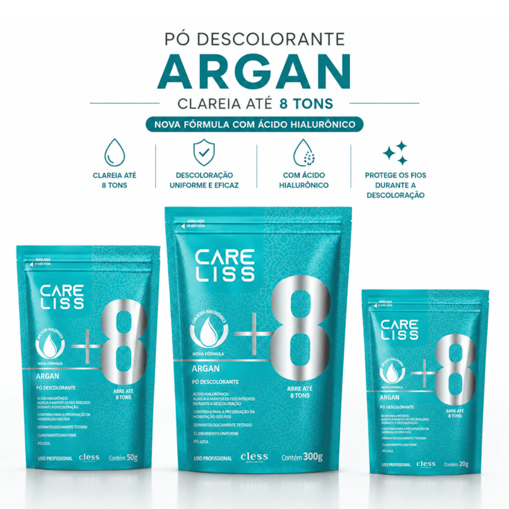 Pó Descolorante Capilar Argan 8 Tons Care Liss 300g