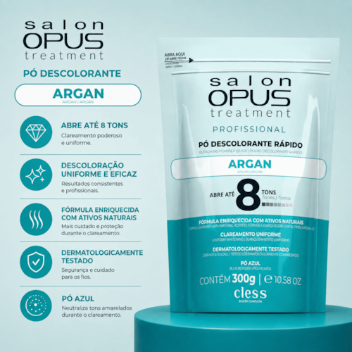 Pó Descolorante Capilar Argan 8 Tons Salon Opus 20g