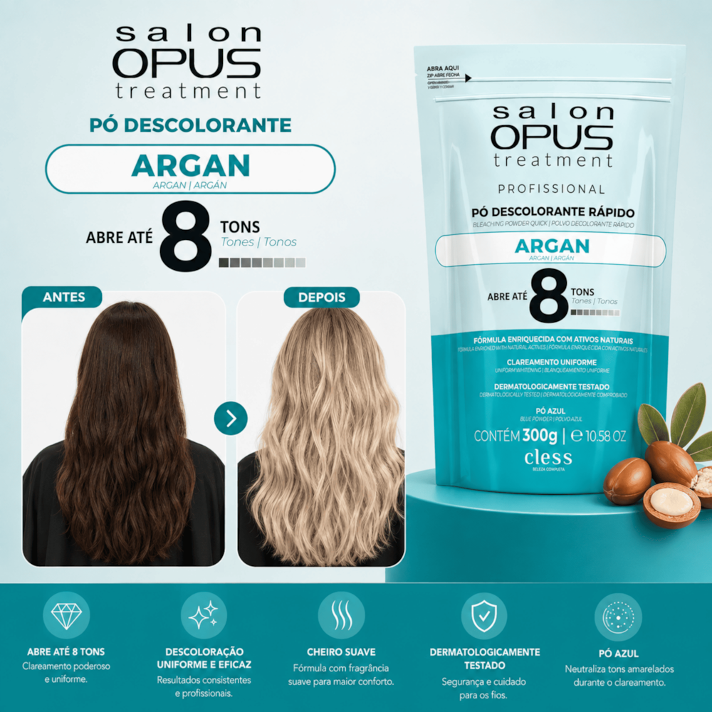 Pó Descolorante Capilar Argan Salon Opus Treatment 300g