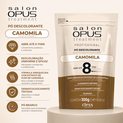 Pó Descolorante Capilar Camomila 8 Tons Salon Opus 20g