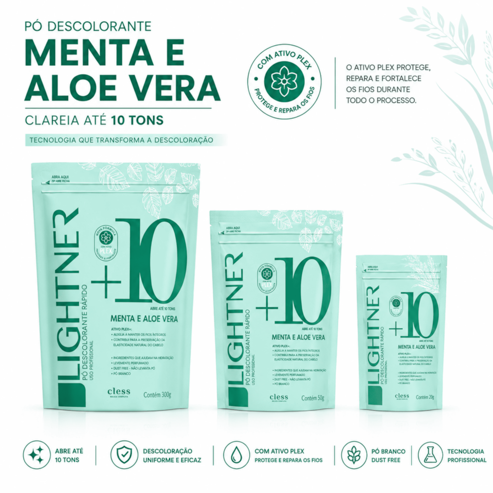Pó Descolorante Capilar Menta Aloe Lightner 300g
