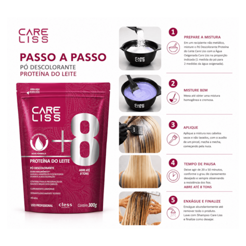 Pó Descolorante Capilar Proteína de Soja 8 Tons Care Liss 300g