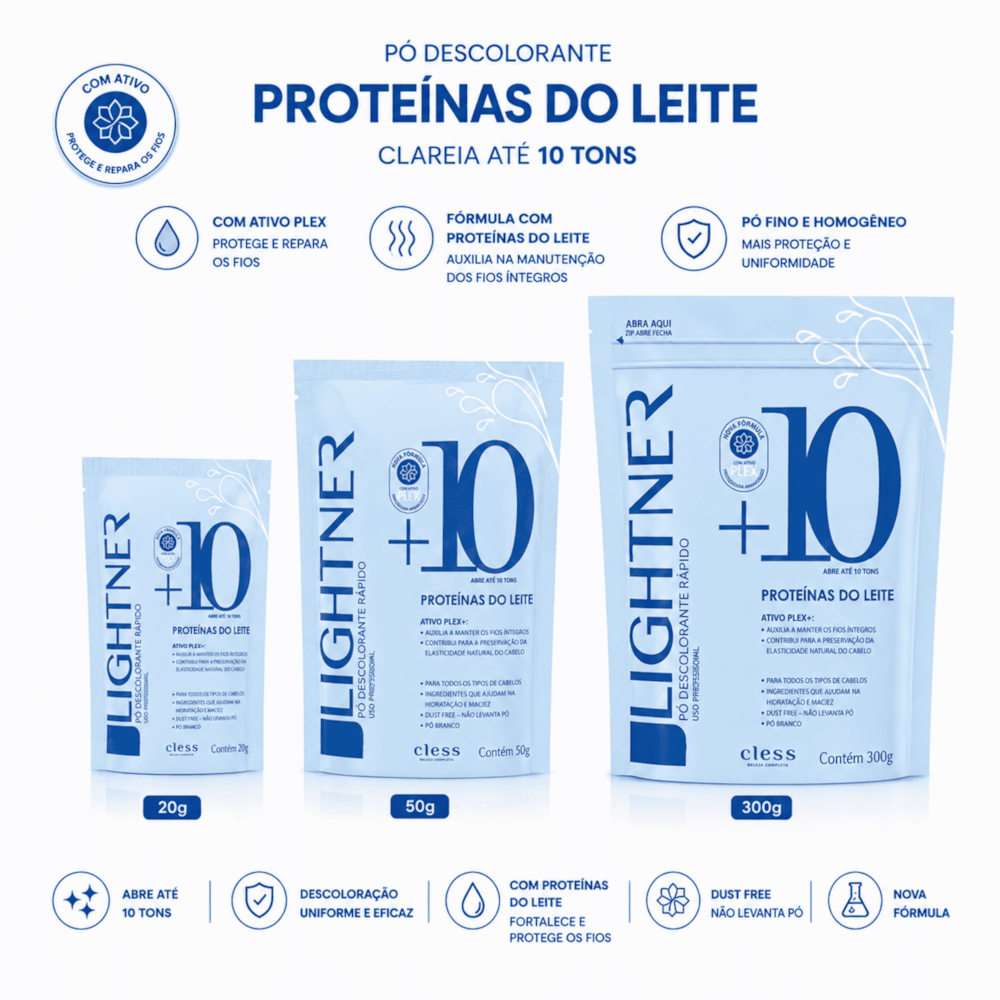 Pó Descolorante Capilar Proteína do Leite Lightner 50g