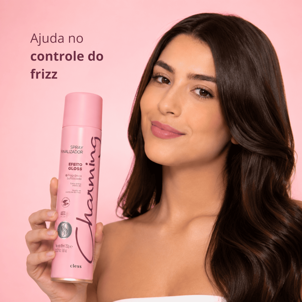 Spray Finalizador Efeito Gloss Brilho Intenso Proteção Térmica 400ml Charming