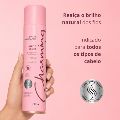 Spray Finalizador Efeito Gloss Brilho Intenso Proteção Térmica 400ml Charming
