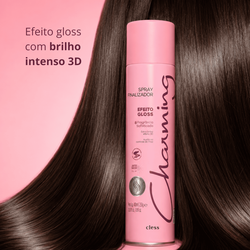 Spray Finalizador Efeito Gloss Brilho Intenso Proteção Térmica 400ml Charming