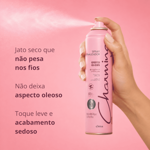 Spray Finalizador Efeito Gloss Brilho Intenso Proteção Térmica 400ml Charming