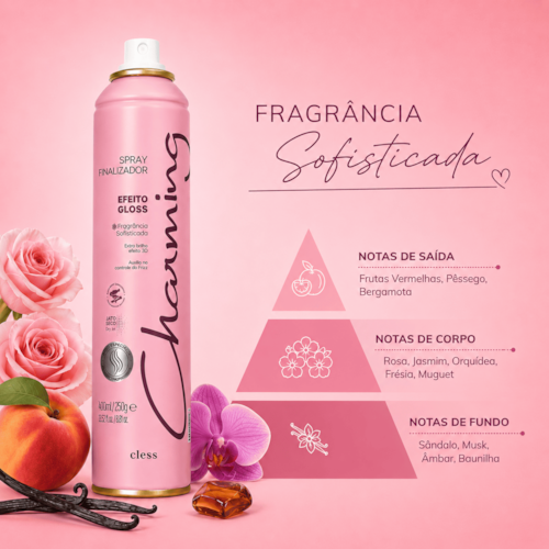 Spray Finalizador Efeito Gloss Brilho Intenso Proteção Térmica 400ml Charming